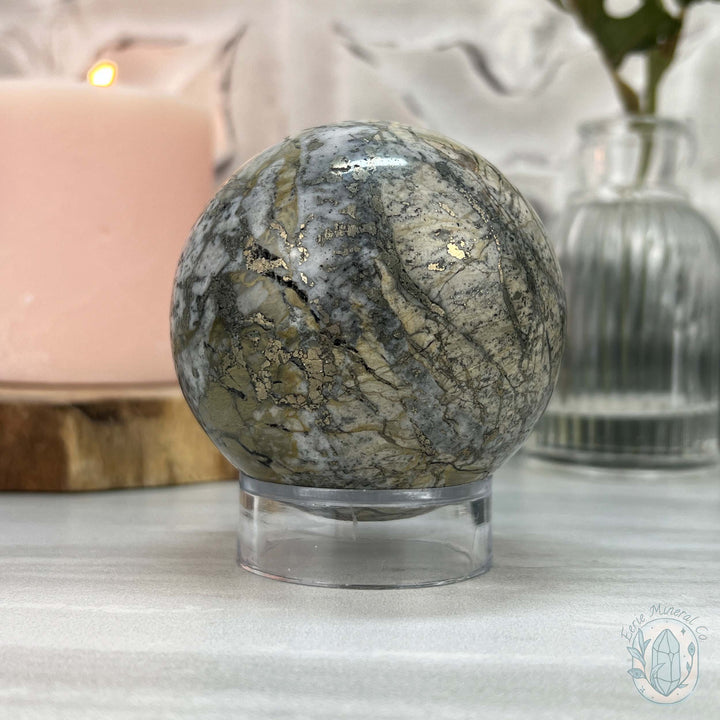 68mm Pyrite and Quartz Polished Sphere