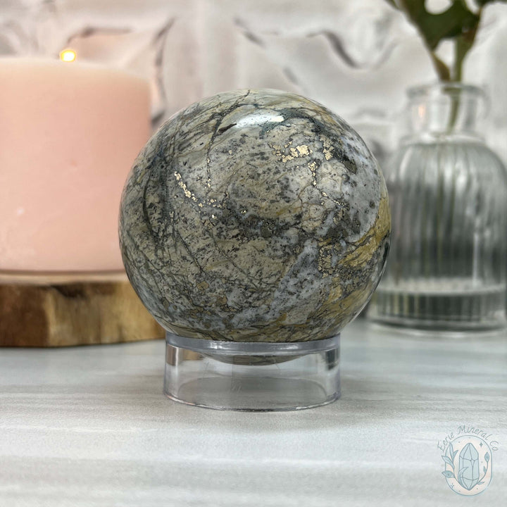 68mm Pyrite and Quartz Polished Sphere