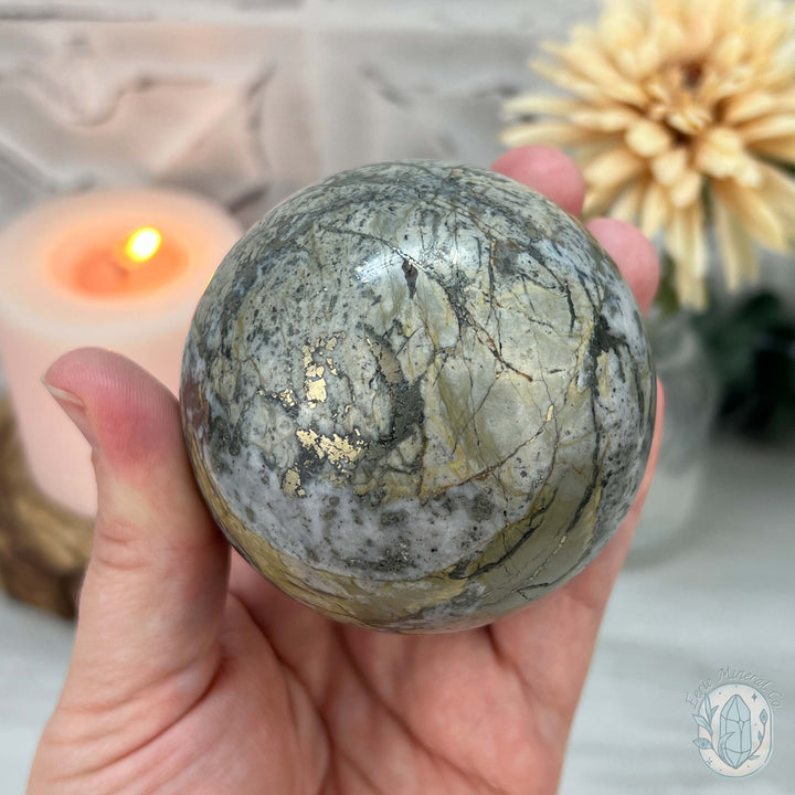 68mm Pyrite and Quartz Polished Sphere