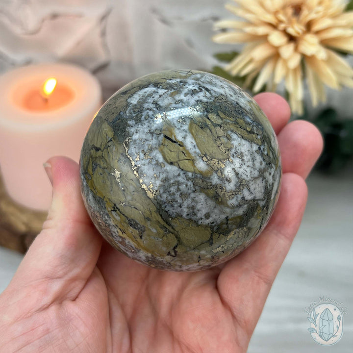 68mm Pyrite and Quartz Polished Sphere