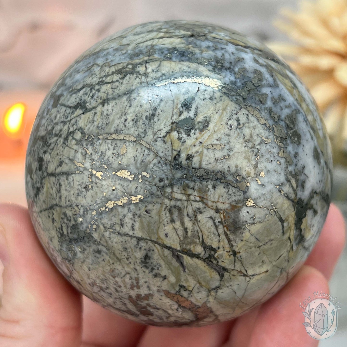 68mm Pyrite and Quartz Polished Sphere