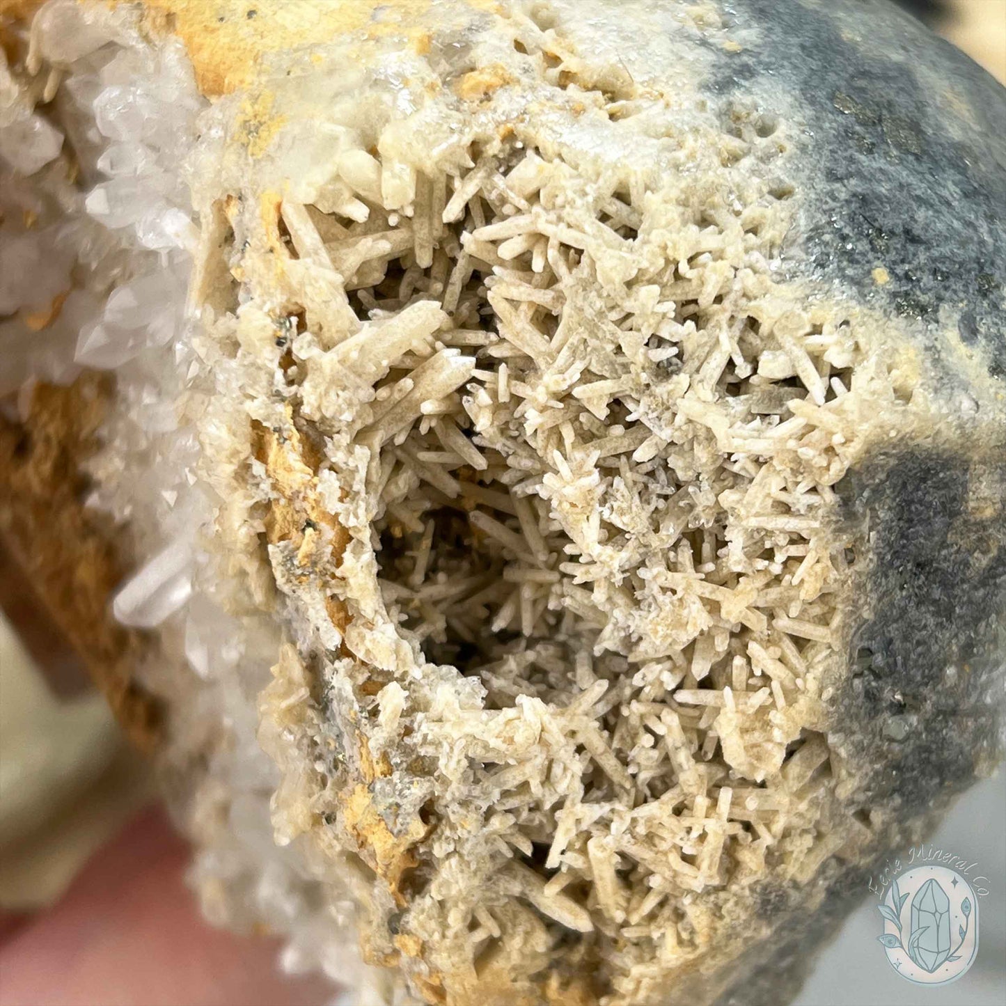 4.60" Polished Quartz Cluster with Pyrite Skull Carving