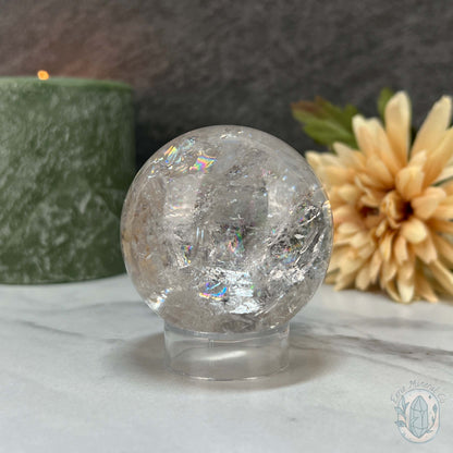 53mm Polished Clear Quartz Sphere with Rainbows