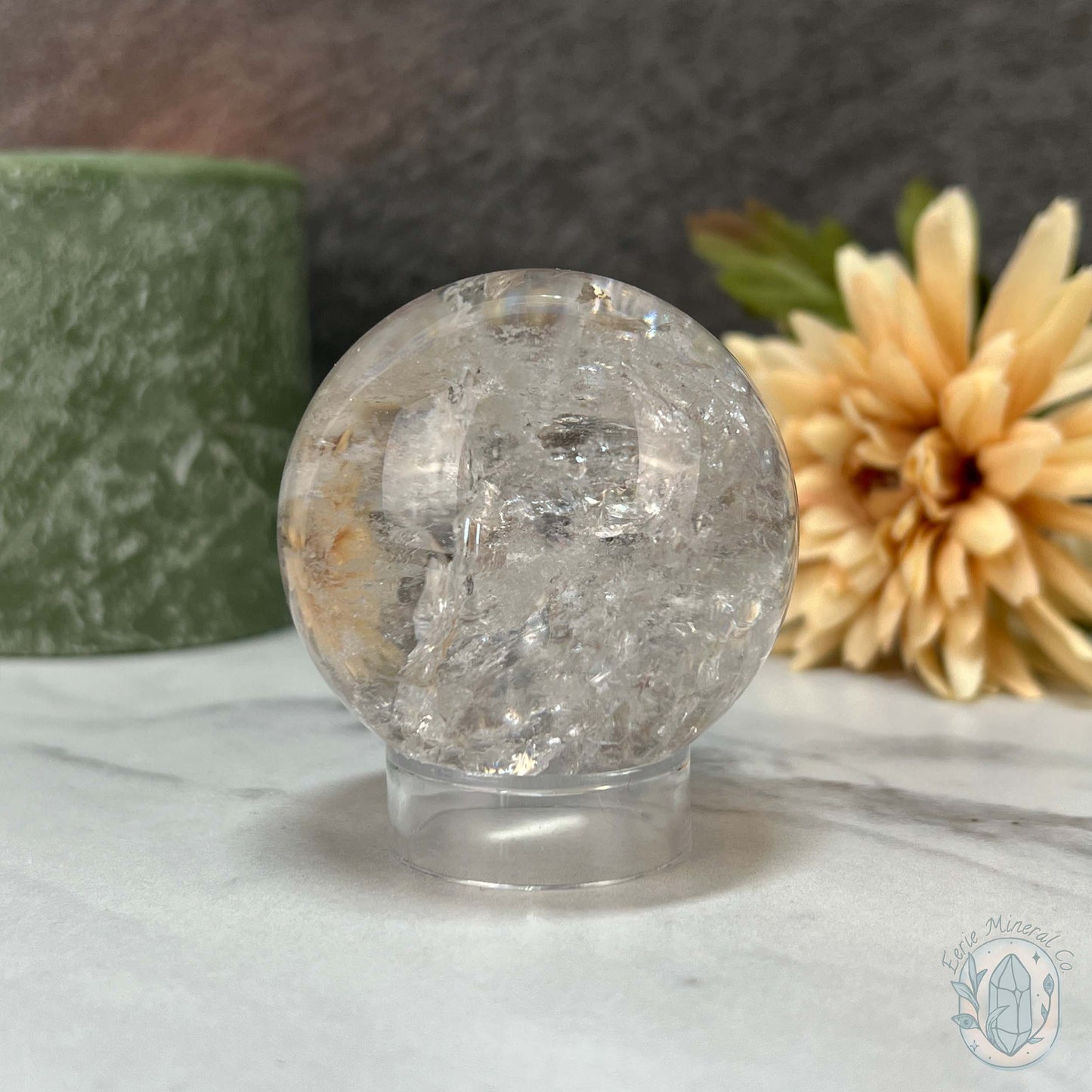 53mm Polished Clear Quartz Sphere with Rainbows