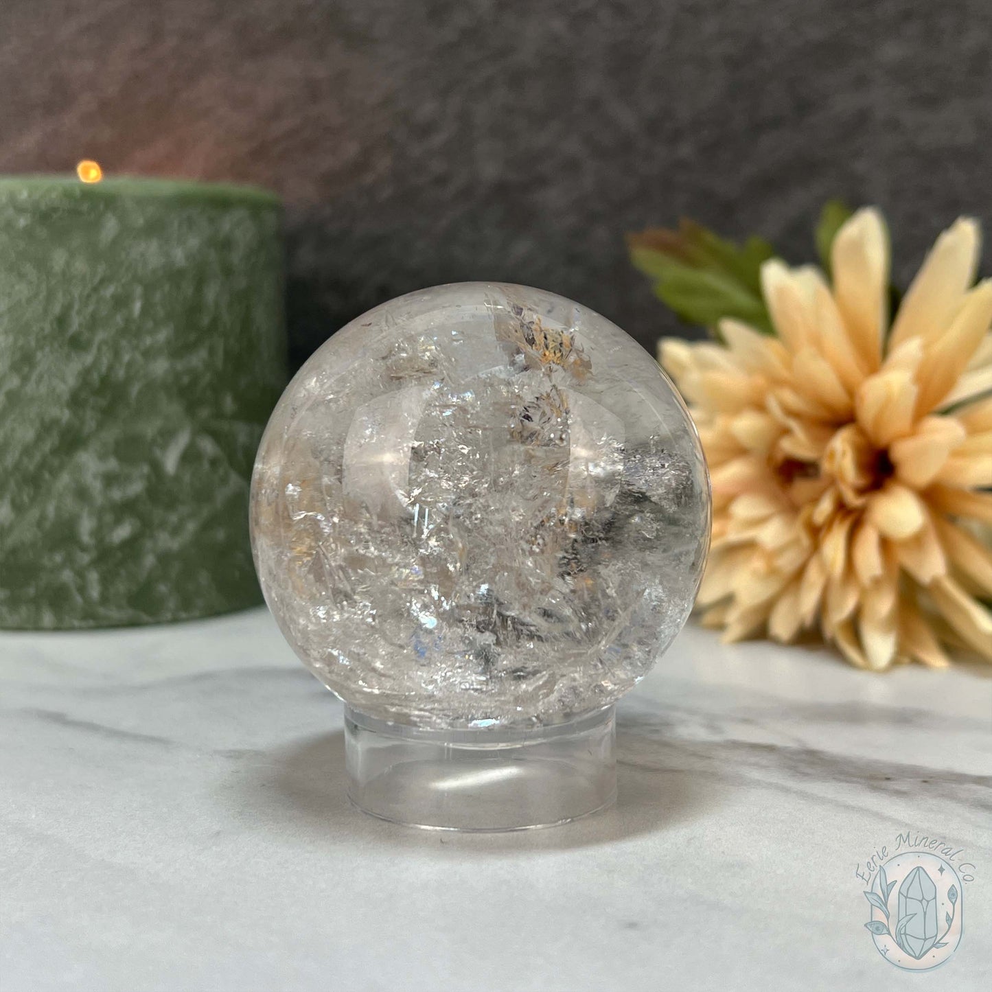 53mm Polished Clear Quartz Sphere with Rainbows