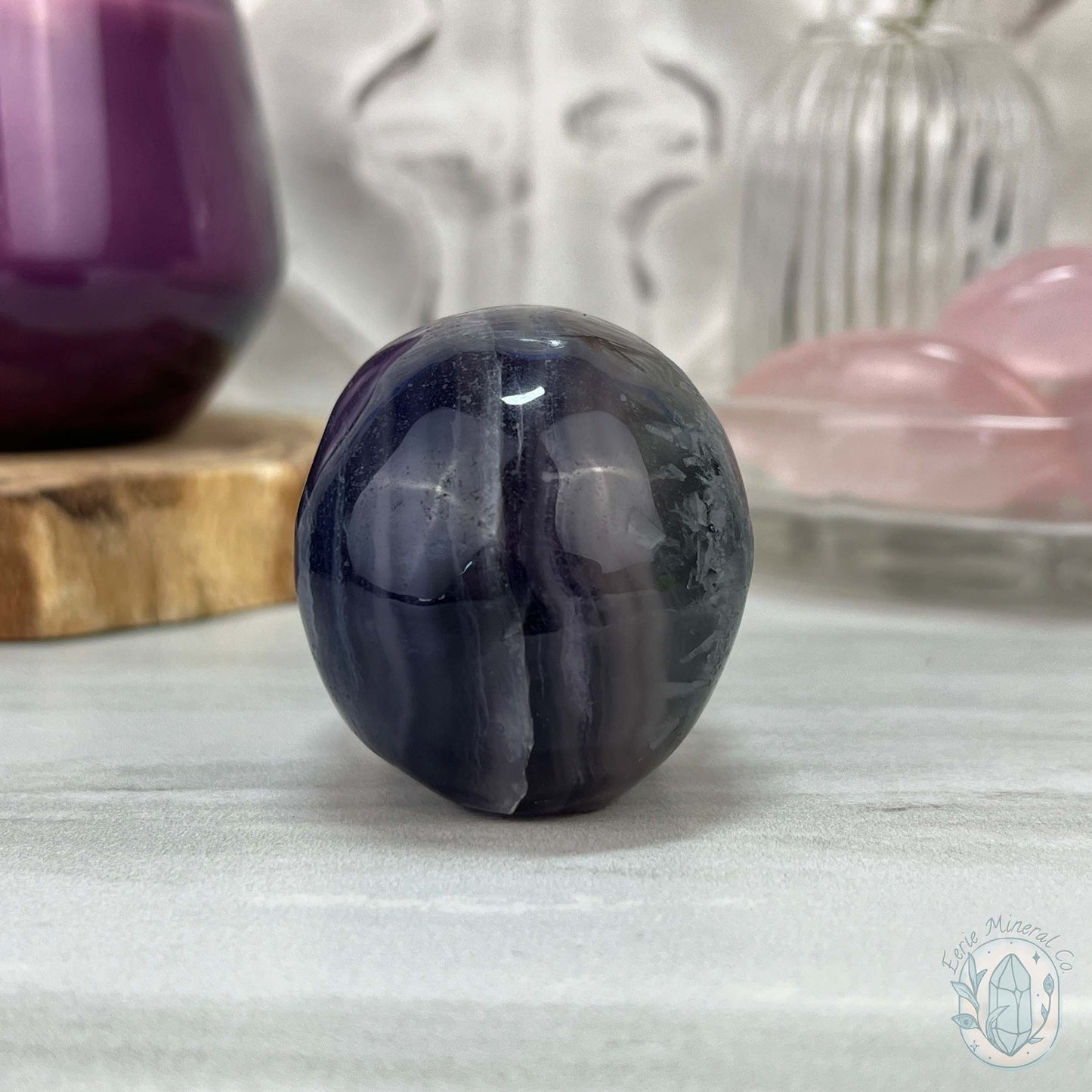Polished Rainbow Fluorite Skull Carving