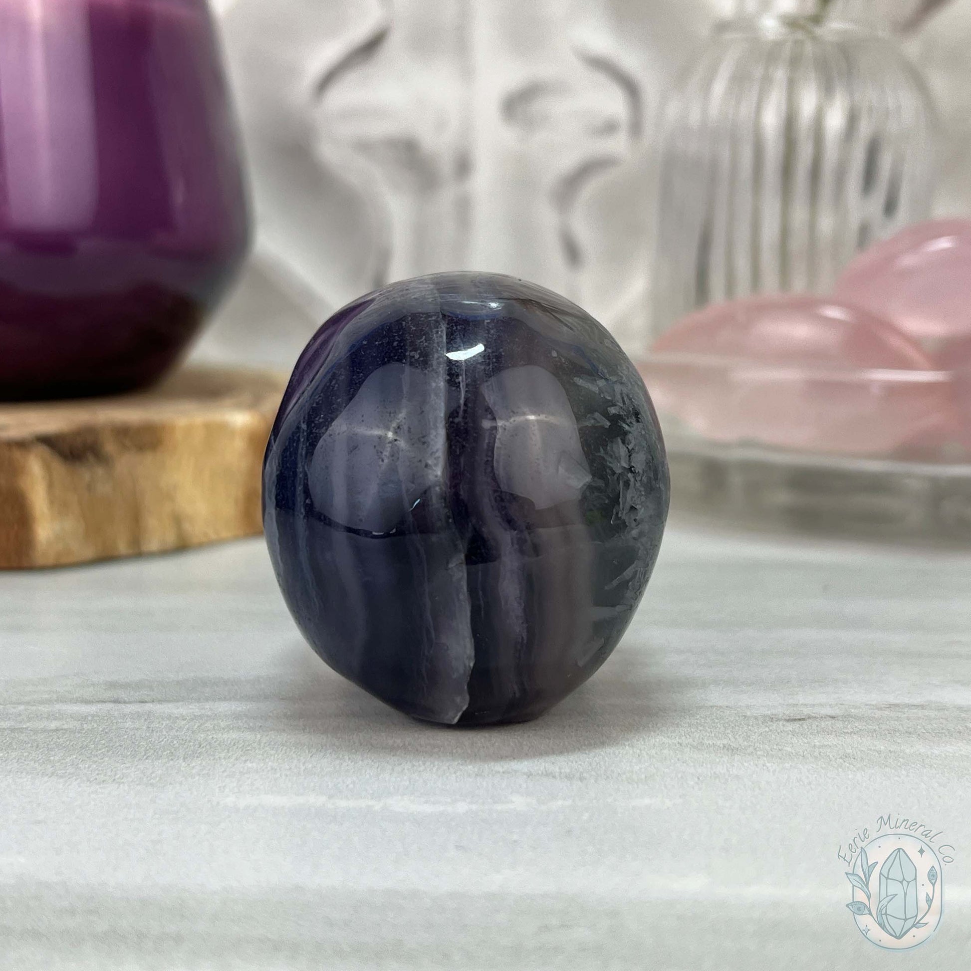 Polished Rainbow Fluorite Skull Carving