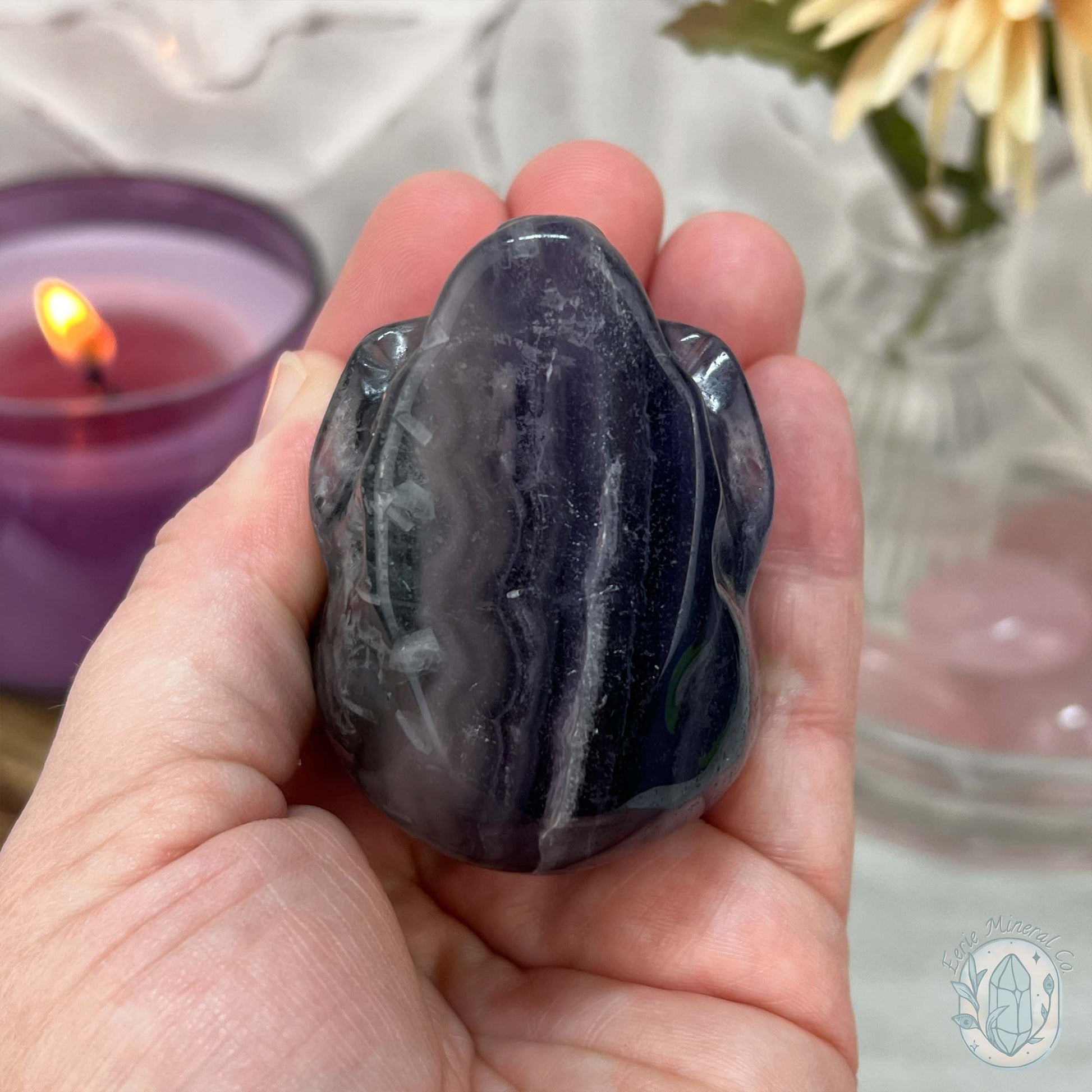 Polished Rainbow Fluorite Skull Carving