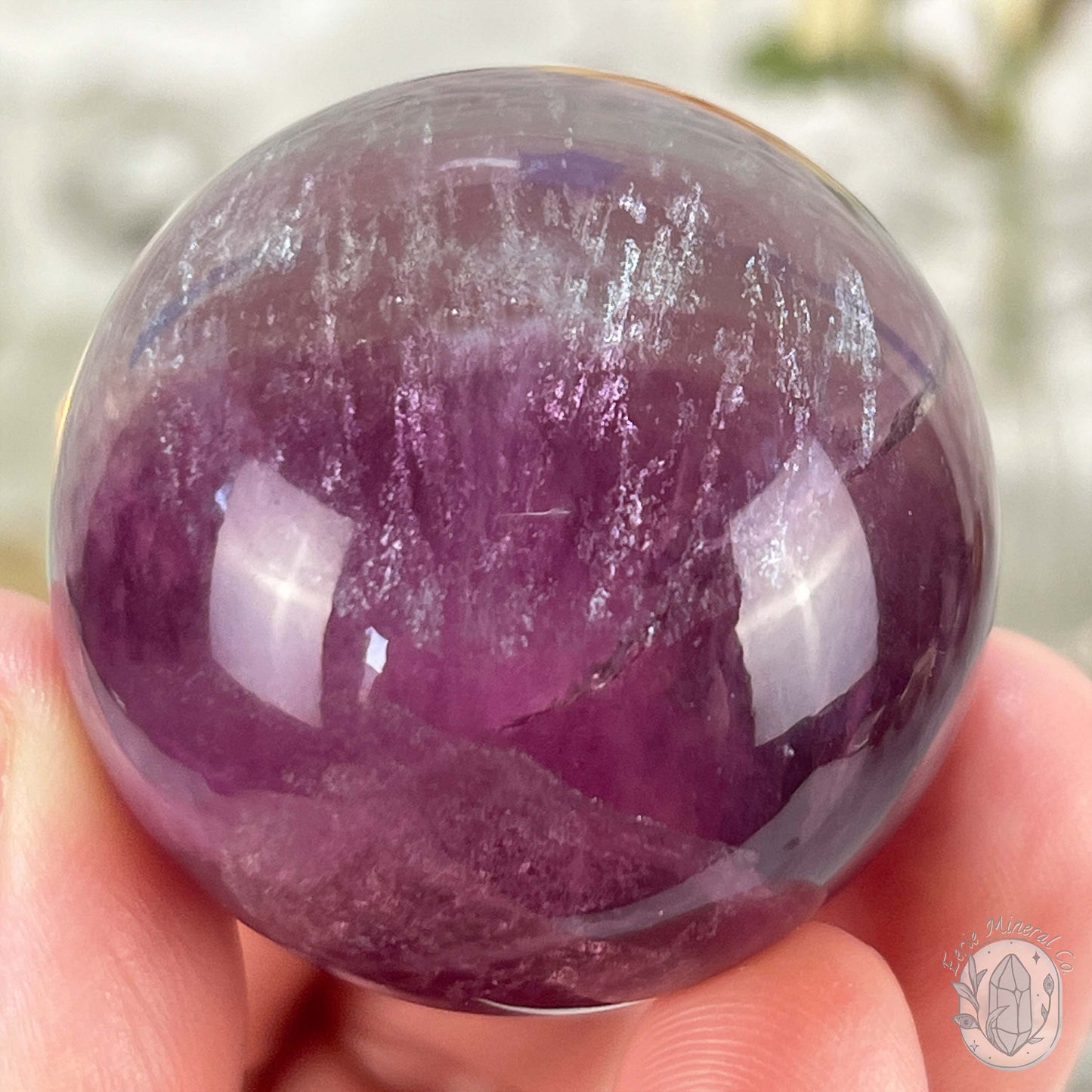 40mm Polished Rainbow Fluorite Sphere with Flash