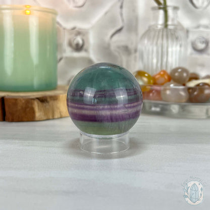 48mm Polished Rainbow Fluorite Sphere with Flash
