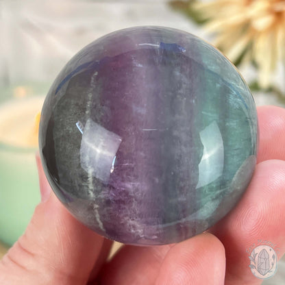 48mm Polished Rainbow Fluorite Sphere with Flash