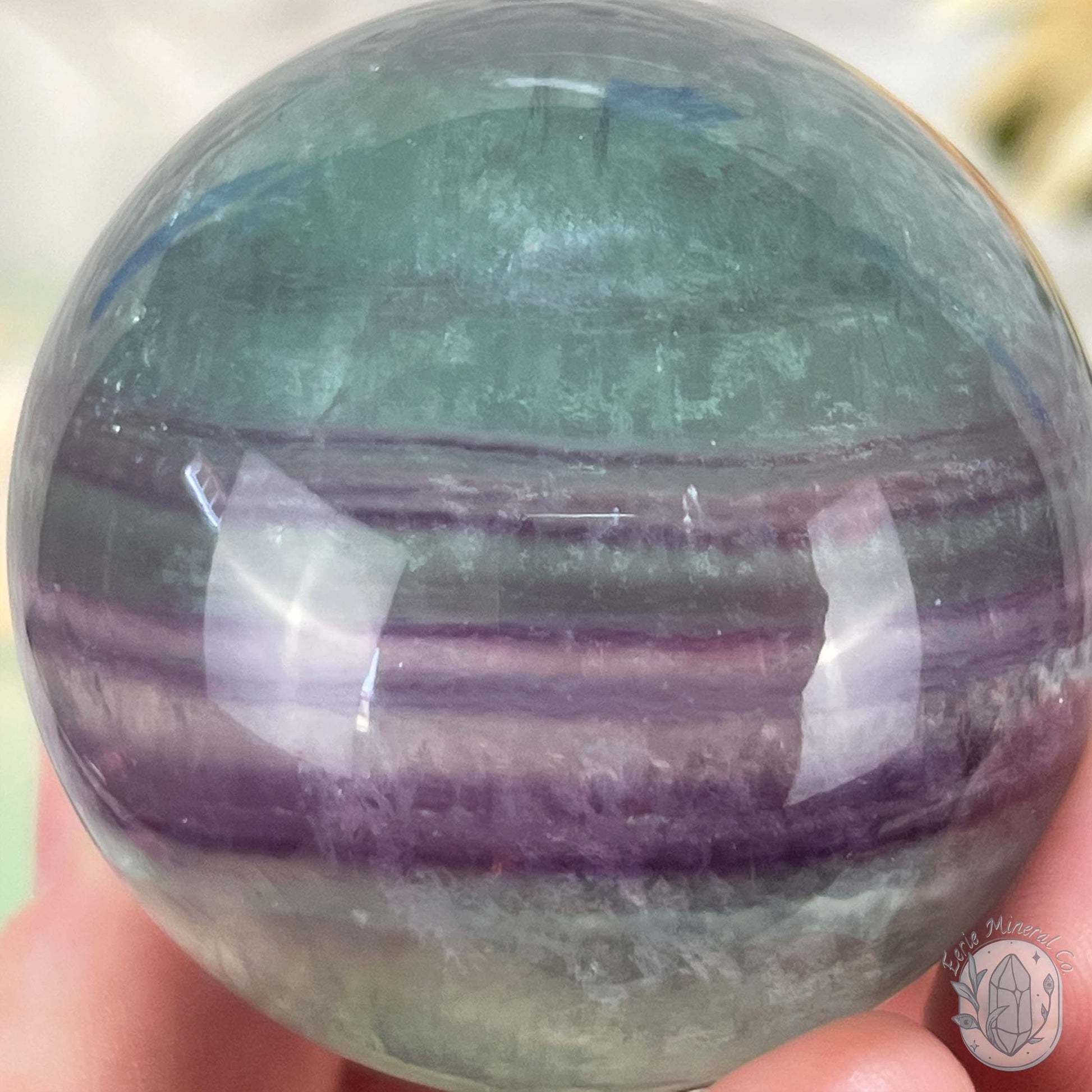 48mm Polished Rainbow Fluorite Sphere with Flash