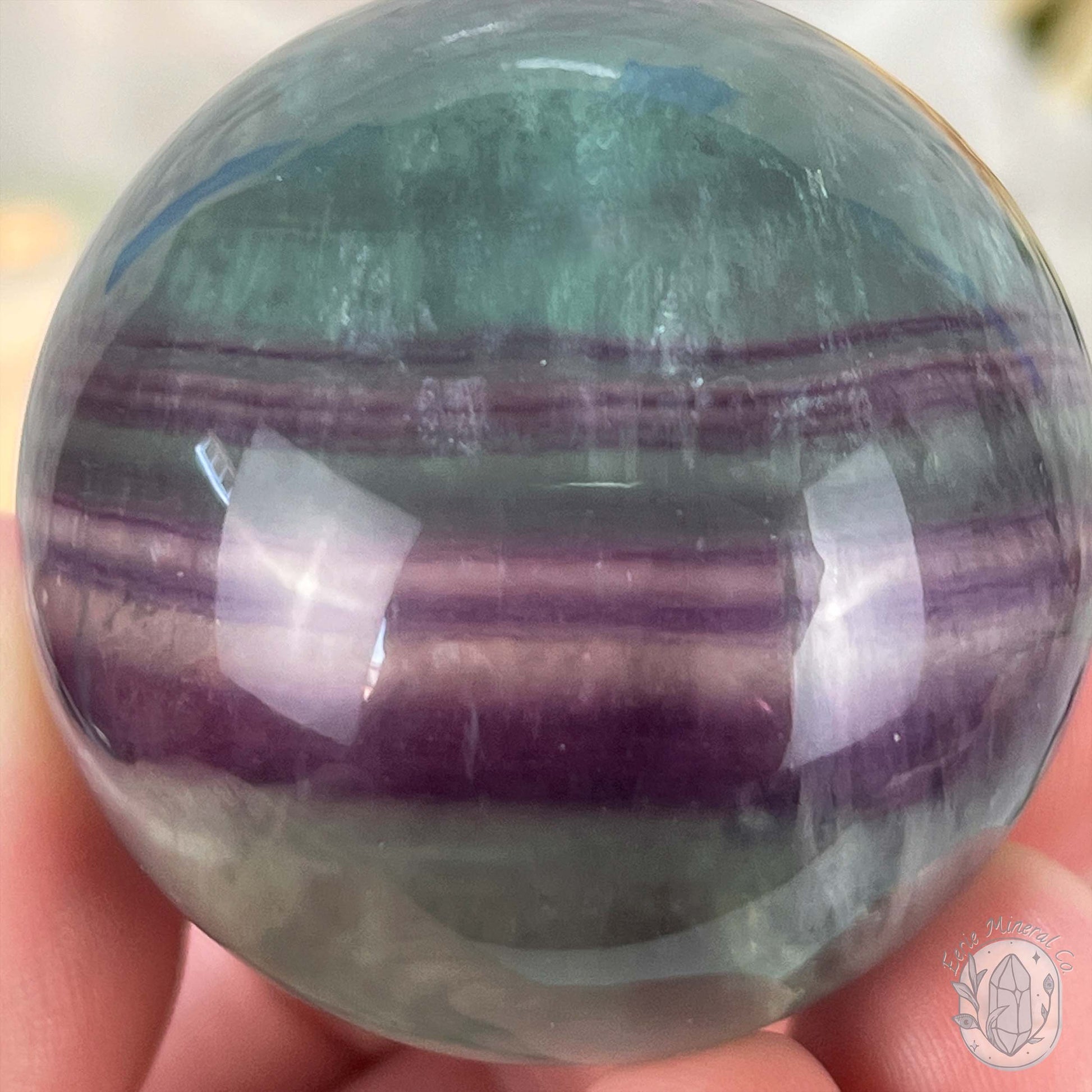 48mm Polished Rainbow Fluorite Sphere with Flash