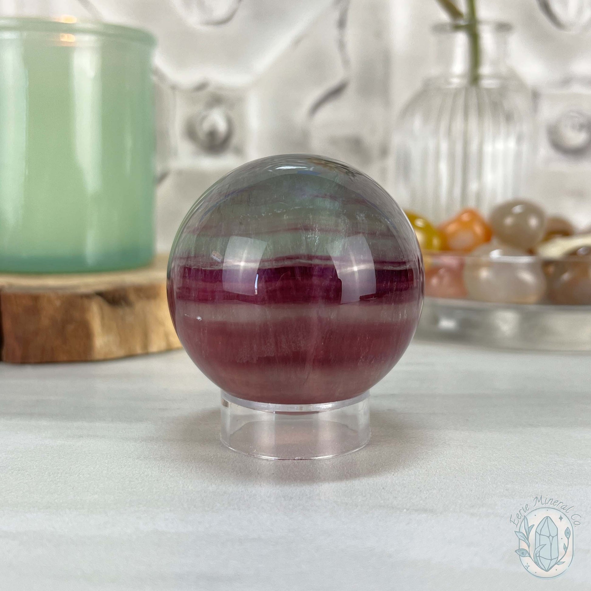 53mm Polished Rainbow Fluorite Sphere with Flash