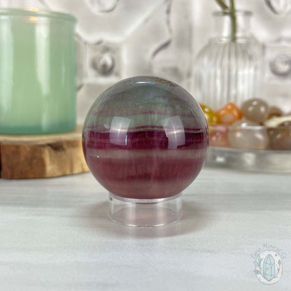 53mm Polished Rainbow Fluorite Sphere with Flash
