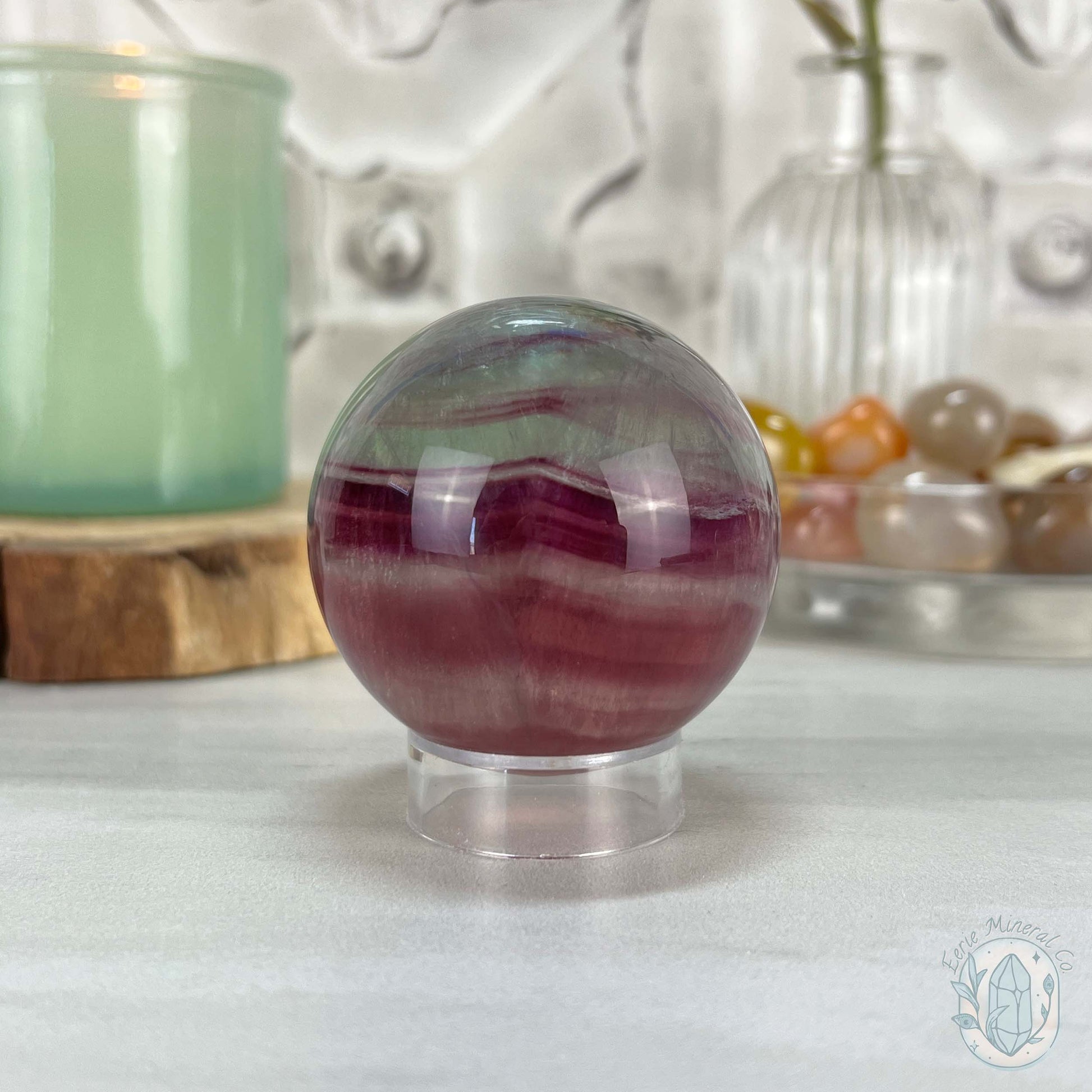 53mm Polished Rainbow Fluorite Sphere with Flash