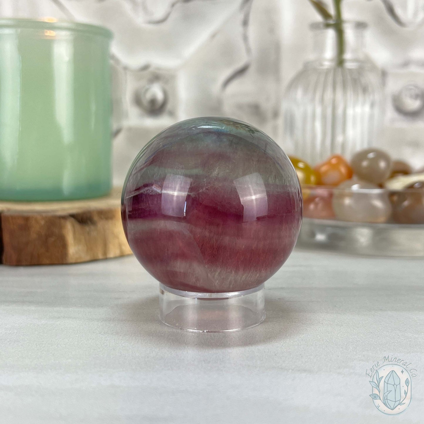 53mm Polished Rainbow Fluorite Sphere with Flash