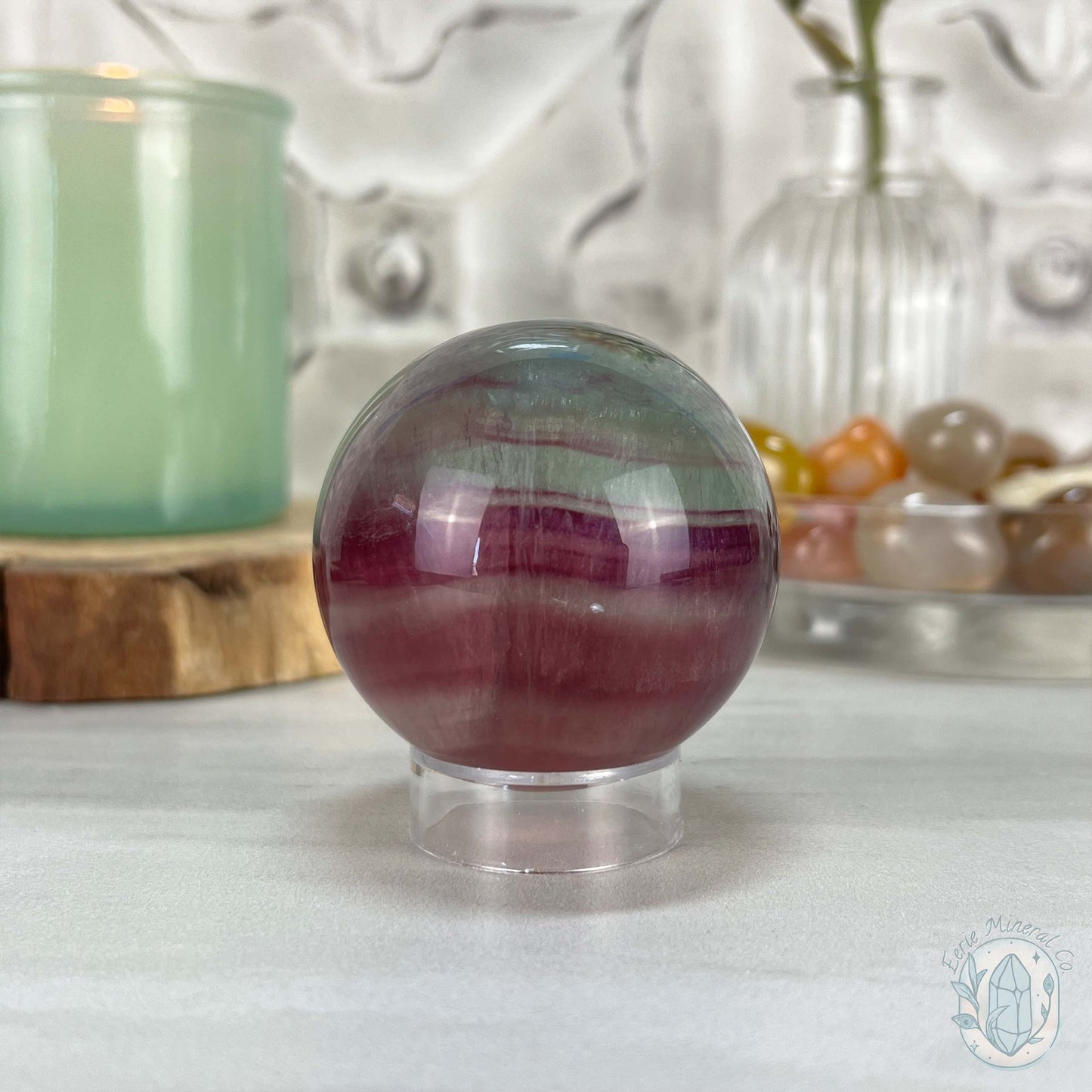 53mm Polished Rainbow Fluorite Sphere with Flash