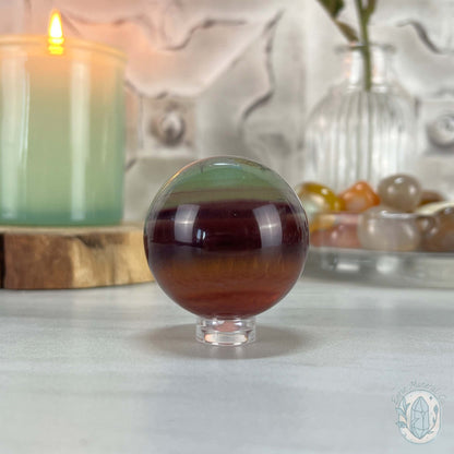 43mm Polished Rainbow Fluorite Sphere with Flash