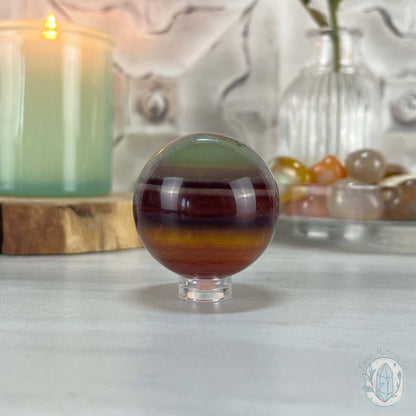 43mm Polished Rainbow Fluorite Sphere with Flash