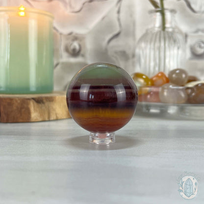 43mm Polished Rainbow Fluorite Sphere with Flash