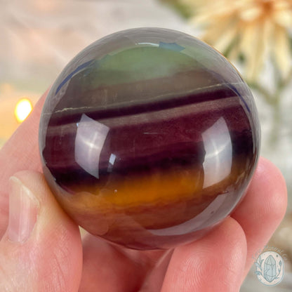 43mm Polished Rainbow Fluorite Sphere with Flash
