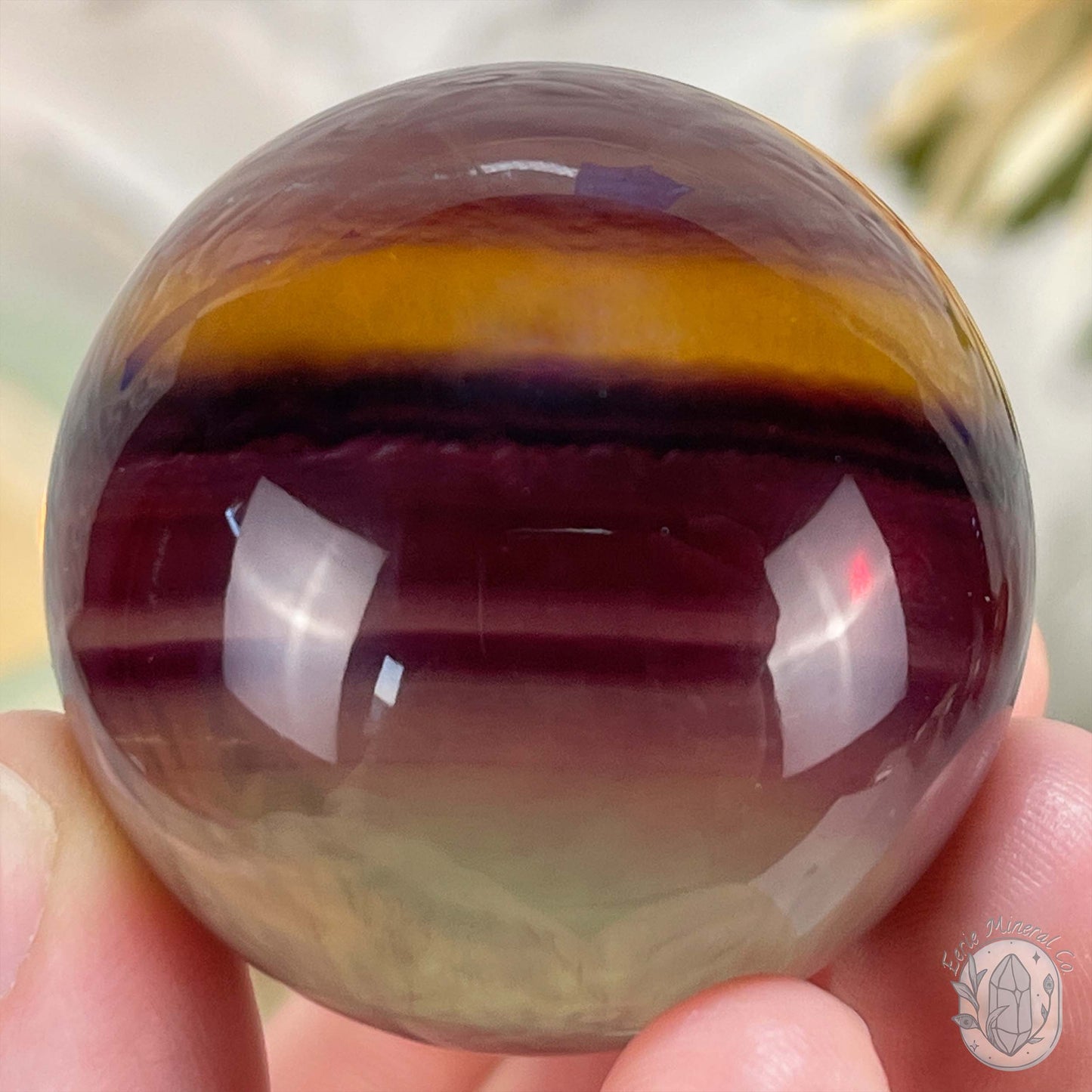 43mm Polished Rainbow Fluorite Sphere with Flash