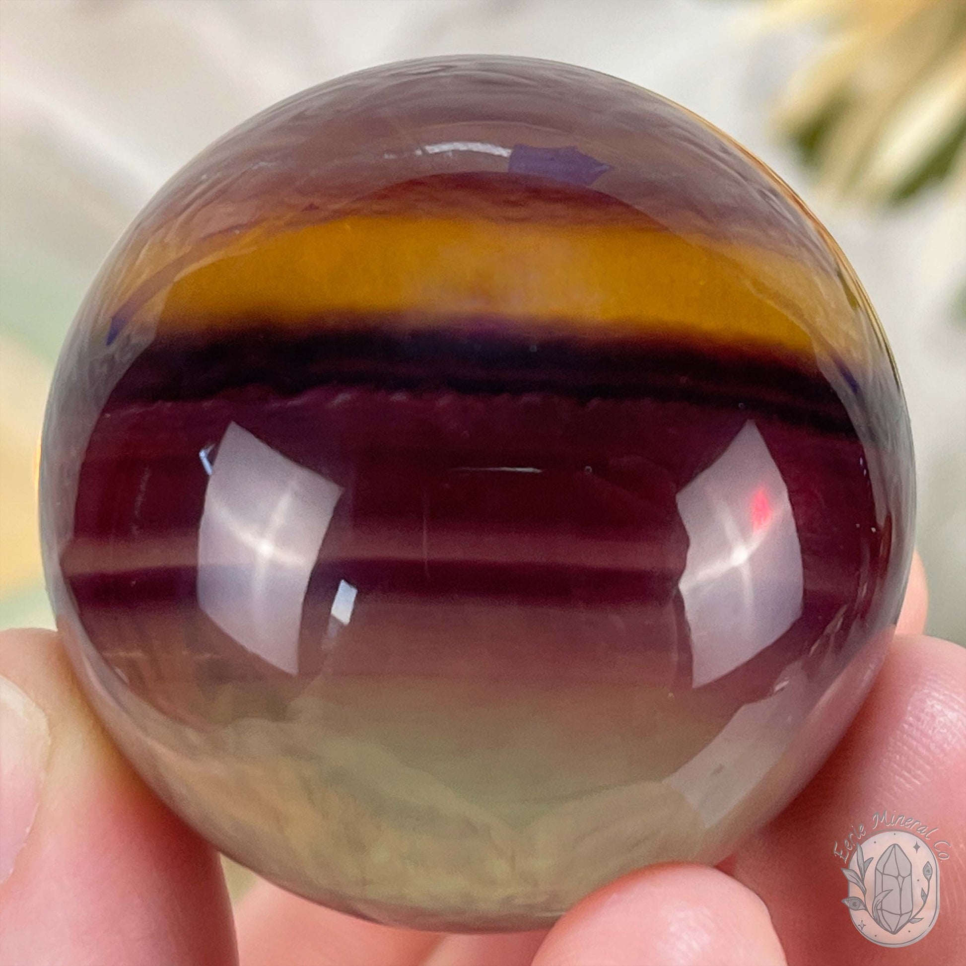 43mm Polished Rainbow Fluorite Sphere with Flash