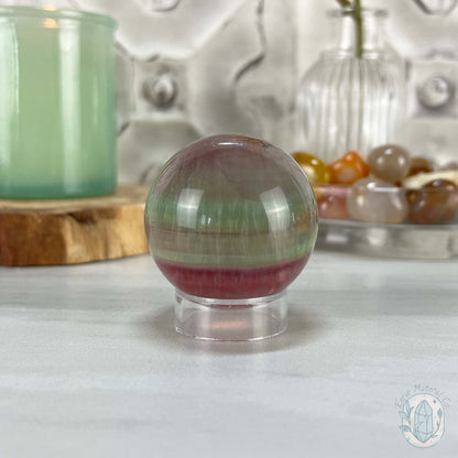 48mm Polished Rainbow Fluorite Sphere with Flash