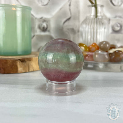 48mm Polished Rainbow Fluorite Sphere with Flash