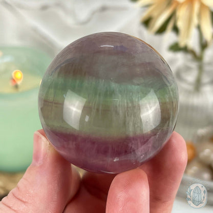 48mm Polished Rainbow Fluorite Sphere with Flash