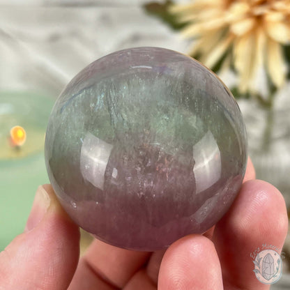 48mm Polished Rainbow Fluorite Sphere with Flash