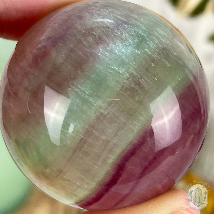 48mm Polished Rainbow Fluorite Sphere with Flash