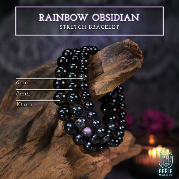 Rainbow Obsidian Gemstone Beaded Boho Stretch Bracelet