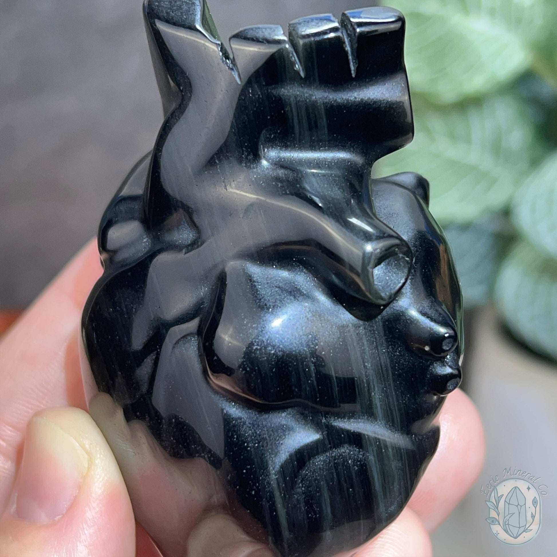 Rainbow Sheen Obsidian Anatomical Heart Carving