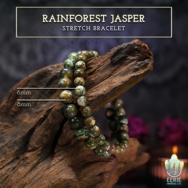 Polished Rainforest Jasper Beaded Stretch Bracelet