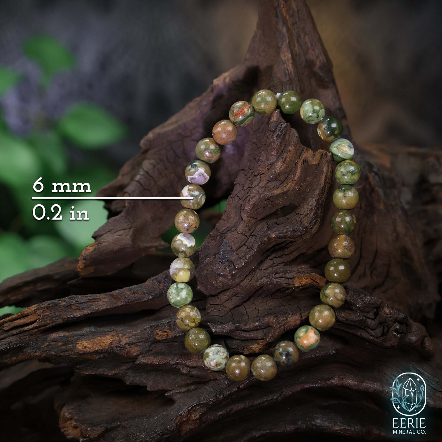 Polished Rainforest Jasper Beaded Stretch Bracelet