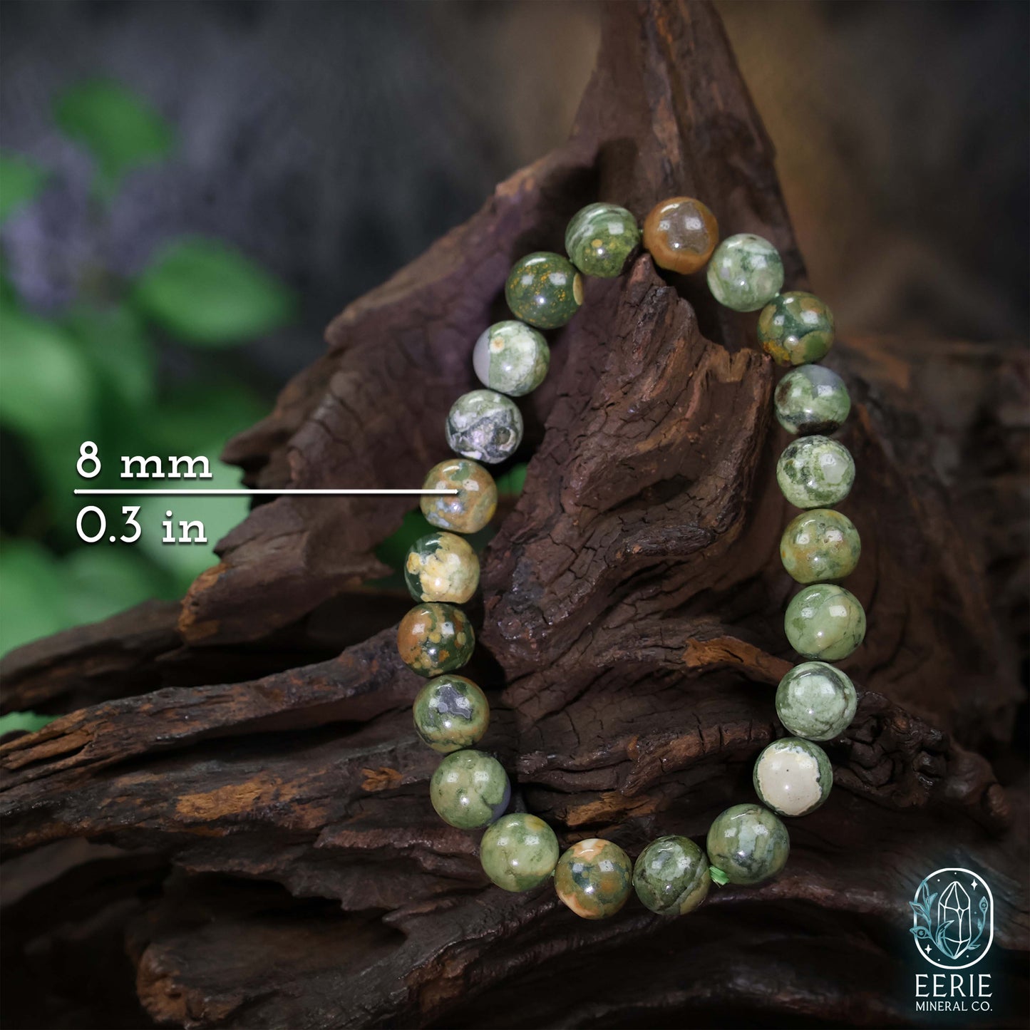 Polished Rainforest Jasper Beaded Stretch Bracelet