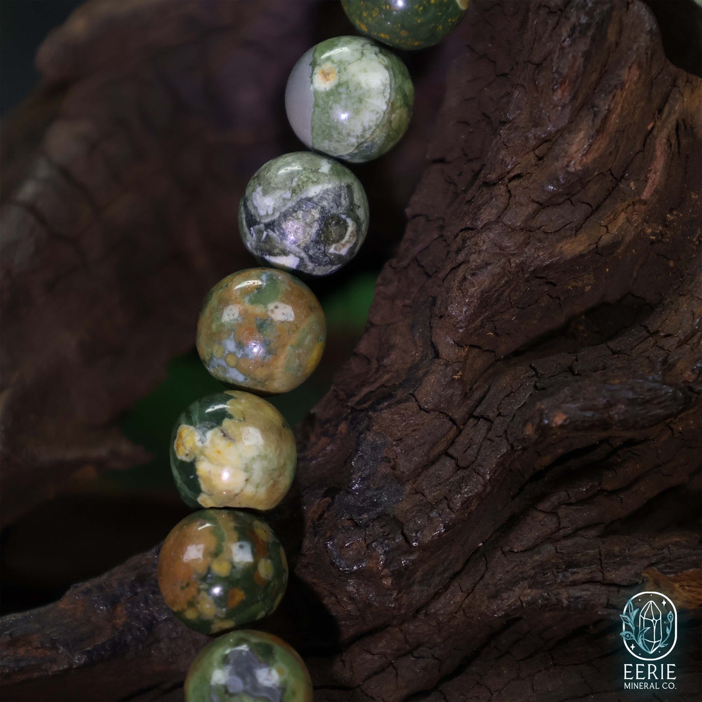 Polished Rainforest Jasper Beaded Stretch Bracelet