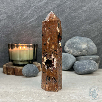 Polished Volcanic Red Fox Botryoidal Agate Tower