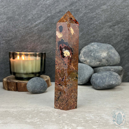 Polished Volcanic Red Fox Botryoidal Agate Tower