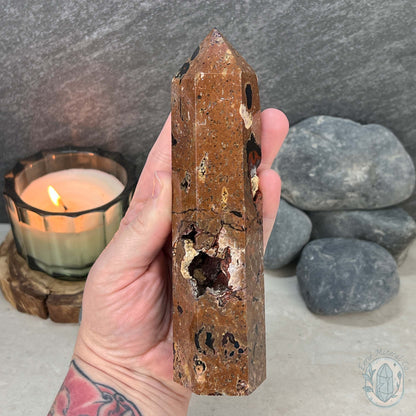 Polished Volcanic Red Fox Botryoidal Agate Tower
