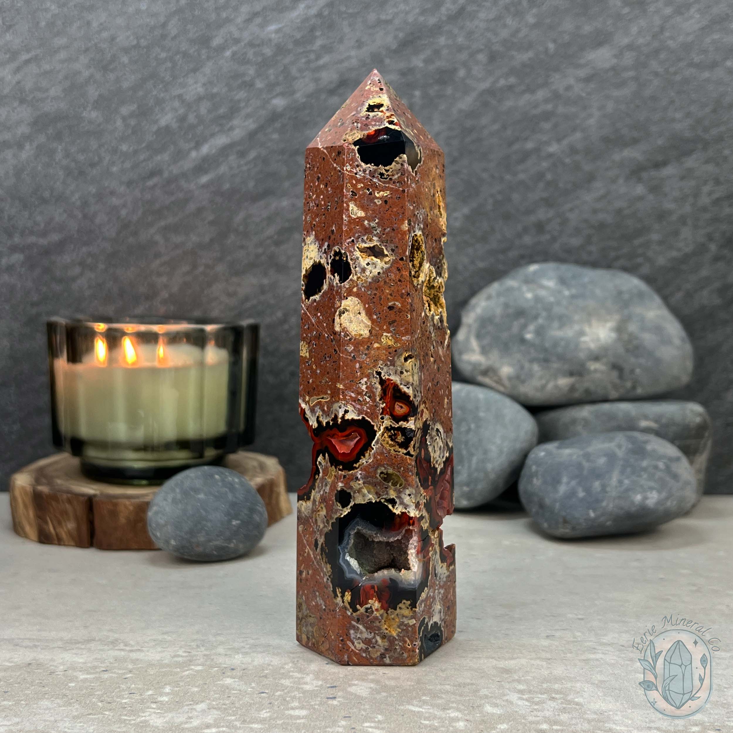 Polished Volcanic Red Fox Botryoidal Agate Tower | Points & Obelisks ...