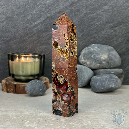 Polished Volcanic Red Fox Botryoidal Agate Tower