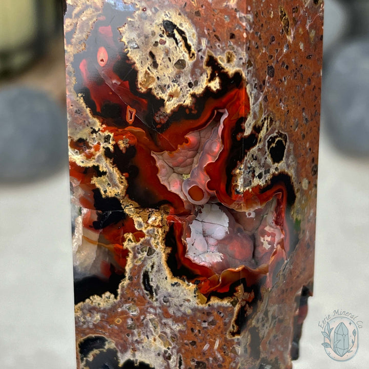 Polished Volcanic Red Fox Botryoidal Agate Tower