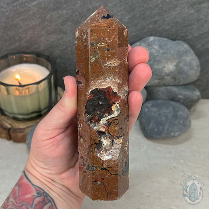 Polished Volcanic Red Fox Botryoidal Agate Tower