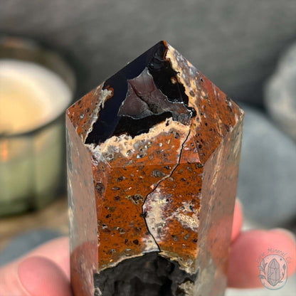 Polished Volcanic Red Fox Botryoidal Agate Tower