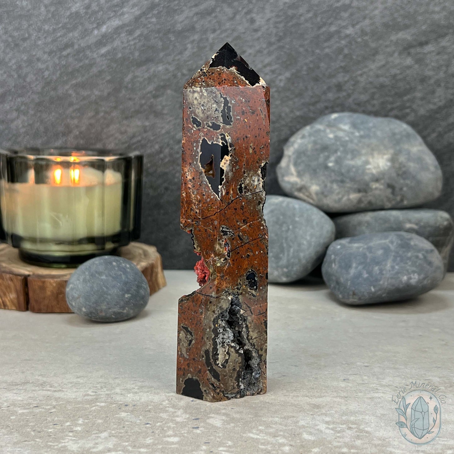 Polished Volcanic Red Fox Botryoidal Agate Tower