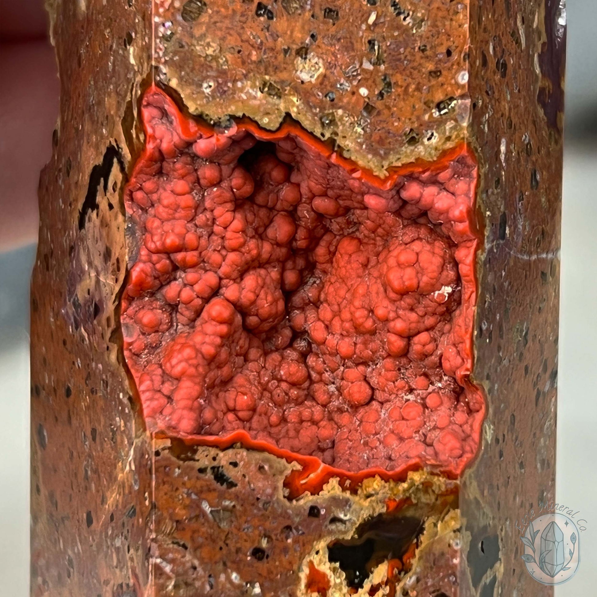 Polished Volcanic Red Fox Botryoidal Agate Tower