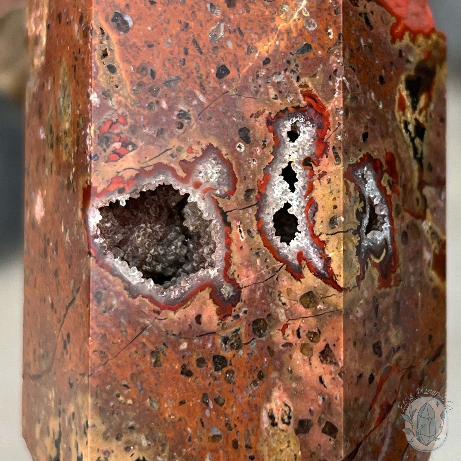 Polished Volcanic Red Fox Botryoidal Agate Tower